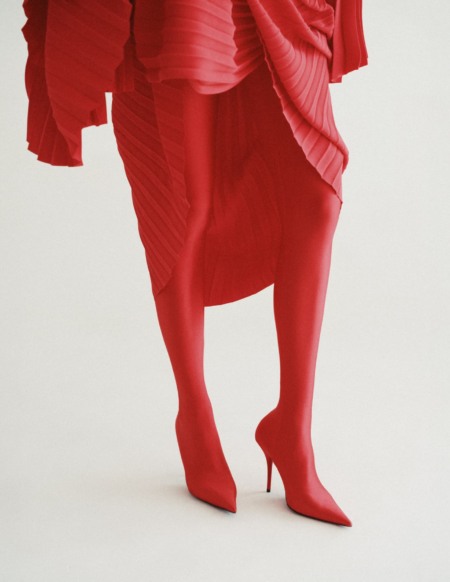 Haya, Magazine, editorial, fashion, red, Balenciaga, dress